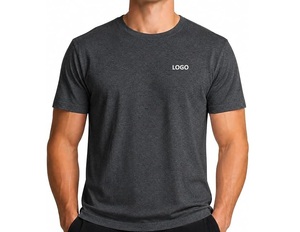 T-shirt personnalisé avec logo pour hommes en coton et fibre de bambou avec broderie pour les marques de vêtements - Product Image 5