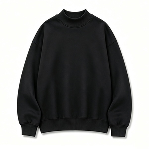 Sudadera de Forro Polar Negra Personalizada para Mujer, con Hombros Caídos, Oversize, Cuello Redondo, Estilo Holgado Casual, Venta al por Mayor para Boutiques en EE. UU., Reino Unido y Europa - Product Image 1