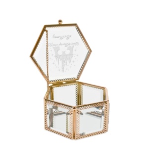 Wholesale A.K Handicrafts Modern Luxury Hexagon <b>Mini</b> Glass Jewelry <b>Box</b> with Custom Size and 0-1L Capacity for Jewelry Cosmetics - Product Image 3