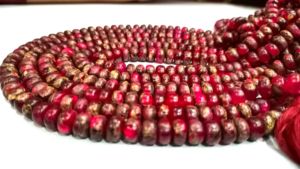 Cuentas de Turquesa Rosa Natural en Forma de Rondelle, Lisas, Tamaño 8mm, Vendidas por Hilo de 8 Pulgadas de Largo - Product Image 5