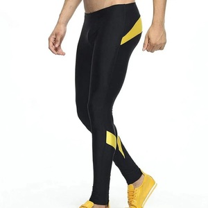 Leggings de sport sans couture pour hommes avec design contrastant personnalisé à la taille, confortables et respirants pour la course à pied - Product Image 2