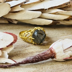 Unique Statement Brass <b>Labradorite</b> <b>Ring</b> 18k Gold Plated Filigree Handmade <b>Ring</b> Vintage Fashionable Wholesale <b>Ring</b> For Women - Product Image 3
