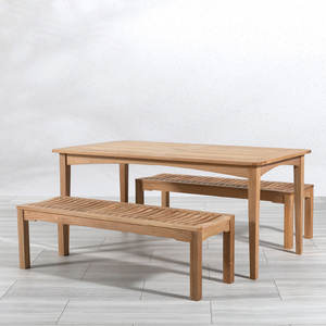 Ensemble de table de pique-nique moderne en teck robuste et écologique avec plateau à lattes pour hôtel, parc, mobilier de salle à manger extérieure - Exportateur - Product Image 1