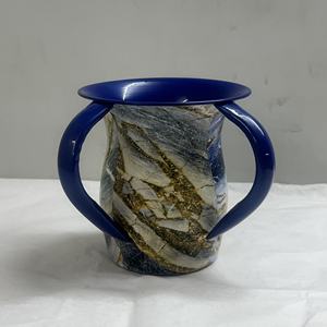 Taza de lavado ritual judía pulida de acero inoxidable con doble asa, para lavarse las manos, vajilla judía para antes y después de las comidas - Product Image 2