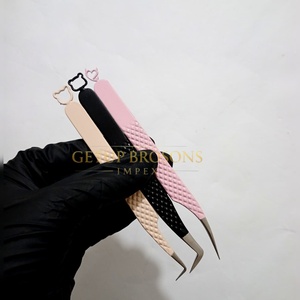 แหนบดึงขนตาปลายเรียว 90/boot/Dolphin Smooth/Fiber Tip สแตนเลสสตีล ความแม่นยำสูง สีชมพู/นู้ด/ขาว ลายหมีและพระจันทร์ - Product Image 2