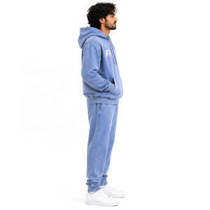 Men's Fashion Solid Color Hoodies Acid Wash <b>Tracksuit</b> 100% Cotton Fleece Breathable Sweatshirts Winter/Summer Wear Wholesale ODM - Product Image 2