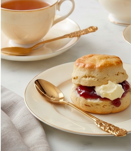 Elegant Vintage <b>Dessert</b> Spoon And <b>Fork</b> Set With Ornate Metal Handles High Mirror Polish Flatware For Dining And Coffee - Product Image 3