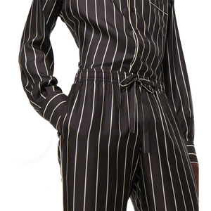 Conjunto de pijamas de seda para hombre para todas las estaciones, conjunto de ropa de dormir de manga larga, ropa de dormir de Color sólido de alta calidad para hombre, ropa de dormir de seda suave - Product Image 4