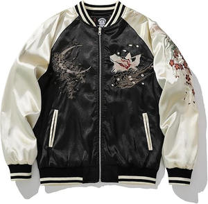 Chaqueta Varsity Estampada de Satén, Diseño Personalizado, Ropa de Trabajo de Invierno para Hombre, Transpirable, Resistente al Viento, Impermeable, con Forro de Nailon y Cierre de Cremallera - Product Image 1
