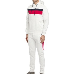Survêtements de sport pour hommes, ensemble deux pièces, couleur blanche, en tissu technique pour la salle de sport, la remise en forme et l'entraînement, ensemble de jogging pour hommes - Product Image 2