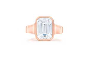 3ct Emerald Cut Lab Grown Diamond Engagement <b>Ring</b> 14k 18k Solid <b>Gold</b> Bezel <b>Set</b> Solitaire Wedding <b>Ring</b> Anniversary Band F VS CVD - Product Image 5