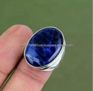 Bague en argent sterling 925 de style vintage de haute qualité à la main bague de sodalite en pierres précieuses pour cadeau de fiançailles de fête de mariage - Product Image 2