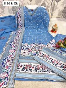 Nueva Variedad de Ropa Informal de Algodón con Estampado y Cuello Redondo con Detalle Hecho a Mano, Kurti-Plazzo y Dupatta, Proveedor de Surat - Product Image 2