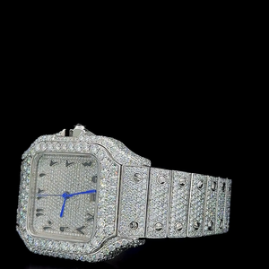 Reloj Hip Hop para hombre de 41 mm con esfera árabe, moissanita de 25.5 quilates VVS 1, diamantes de moissanita incrustados, automático, en oro blanco. - Product Image 1