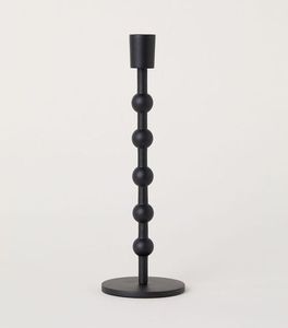 industrial design <b>Black</b> Column <b>Candlestick</b> <b>Holder</b> With Beaded Design Home Decoration - Product Image 1