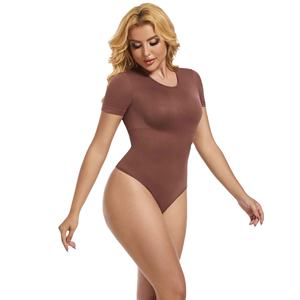 Nouvelle mode, vêtements de sport à manches courtes et col rond, vêtements de fitness personnalisés, coupe ajustée, combinaison pour femme - Product Image 3