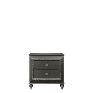 Comodino Kaitlyn con finitura grigio metallizzato eleganti ed eleganti mobili camera da letto - Product Image 5