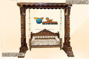 Columpio Doble de Madera con Acabado Marrón, Columpio Artesanal de Madera de Teca para Interiores, Columpio King Size con Acabado Nogal para el Hogar, EE. UU. - Product Image 6