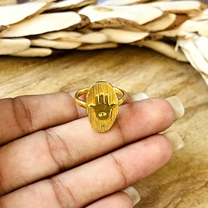 Últimos anillos de latón estilo bohemio con mano de Hamsa de alta demanda para mujer, chapados en oro de 18k, joyería de protección con ojo turco, venta al por mayor/OEM - Product Image 2