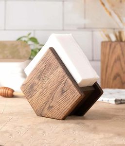 Wooden Hexagon <b>Napkin</b> Holder Stand Natural Solid Wood Tabletop Paper <b>Napkin</b> <b>Dispenser</b> For Restaurant Cafe Decor Wholesale - Product Image 3