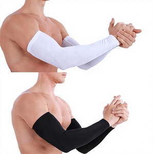 Manchons de cyclisme pour hommes anti-UV en Spandex et Polyester, noirs et blancs, protection extérieure, coutures invisibles - Product Image 1