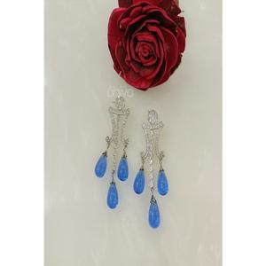 Atractivos Pendientes de Latón Plateado con Circonita, de Primera Calidad, Hermosos y Modernos, para Mujeres y Niñas, para Bodas y Fiestas - Product Image 1