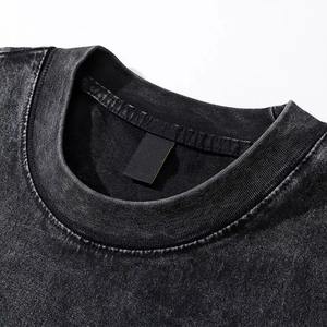 Camiseta de corte cuadrado de algodón pesado de 300GSM con logo personalizado, estilo streetwear, top corto gráfico oversize para hombre - Product Image 3