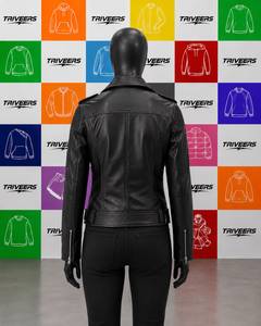 Veste de moto classique en cuir noir pour femme TRIVEERS, col montant, imperméable, respirante, mode hiver, service OEM - Product Image 3