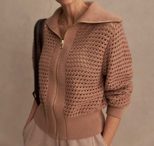Vertical Rib Women's Knitted Zipper Sweater - Slimming Winter Pullover - Soft Warm Female Solid Color Fashion <b>Jumper</b> Breathable - Product Image 2