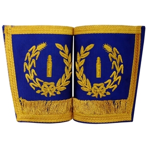 Guantes de Alto Nivel Craft Tyler – Tela Azul Real con Bordado Artesanal en Bullion Dorado - Product Image 1