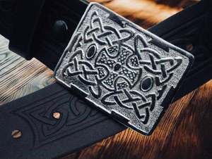 Hebilla de cinturón de aleación con nudo celta y placa de sujeción a juego, diseño de fundición a presión de estilo étnico - Product Image 3