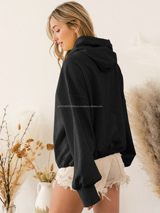 Mujeres logotipo personalizado cremallera sudaderas con capucha de alta calidad Puff impresión peso pesado en blanco Rhinestone liso Sudadera con capucha - Product Image 4