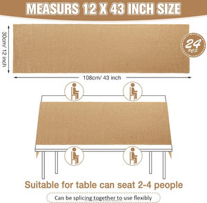 Chemin de table en toile de jute 100% naturel, écologique, durable, biodégradable, largeur 12 x 43 pouces, pour décorations de table de mariage et de fête - Product Image 5