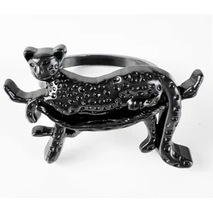 Tiger Shape Black Metal Napkin Rings Napkin Loop For Table Decoration Safari Theme Dining Setup Restaurant And Resort Styling - Product Image 3