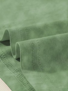 Ensemble 2 pièces décontracté en coton vert tie-dye avec t-shirt à col rond et short, personnalisable avec impression et délavage acide, 100 % coton respirant pour l'automne - Product Image 6