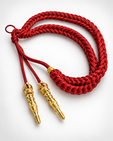 Cordon d'épaule rouge torsadé avec finition enduite et embout métallique écologique pour la décoration de vêtements et uniformes