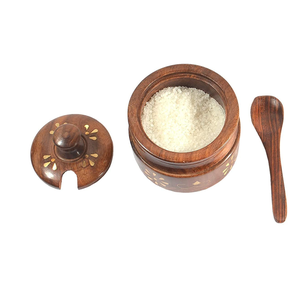 Tarros de madera para azúcar, sal y especias: los mejores precios. Tarro de azúcar de madera hecho a mano estilo Wabi Sabi con superficie lisa. Tarro para azúcar y crema. - Product Image 2