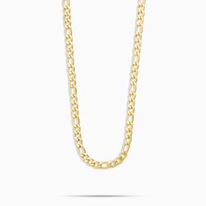Collar de Plata de Ley con Cadena Figaro Clásica UrbanVrit FC01, Chapado en Oro Amarillo con Circonitas, Estilo Hip Hop, Unisex, para Uso Diario, GRA - Product Image 1