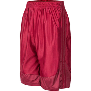 Shorts de basket-ball rouges pour hommes, taille élastique, tissu en maille, évacuation de l'humidité, coupe régulière, toutes saisons, couleur unie - Product Image 2
