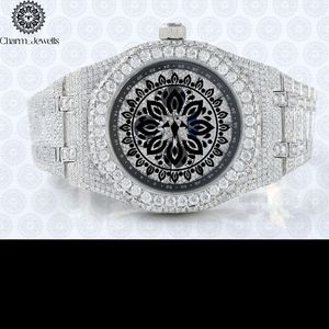 Charm Jewells Luxury Stainless Steel <b>Watch</b> 42mm Round Case Analog Quartz Movement Diamond Encrusted Folding Clasp - Product Image 2
