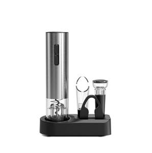 Kit de Regalo de Abrebotellas Inalámbrico con Carga USB, Vertedor de Vino, Tapón de Vacío y Cortador de Papel de Aluminio, Base Negra Minimalista - Product Image 1