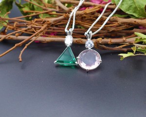 Collier pendentif en quartz rose et quartz vert, pierre naturelle double, chaîne en argent, bijoux de guérison, cadeau pour femmes et hommes - Product Image 6