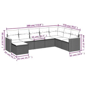 Juego de sofás de patio de ratán sintético negro de 8 piezas con cojines, elegantes muebles de exterior - Product Image 3