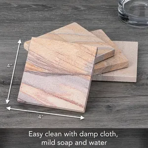 Ensemble de sous-verres en marbre naturel élégant, tampons et tapis de boisson carrés, accessoires de table écologiques pour les mariages, les fêtes et les hôtels - Product Image 3