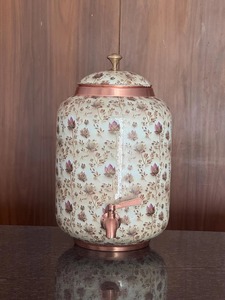 Floral Pattern Copper Water <b>Dispenser</b> with Tap and Lid Large Capacity Home <b>Beverage</b> Storage Pot - Product Image 3