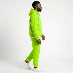 Men 2 Piece Gym <b>Tracksuit</b> Set Quarter Zip Hoodie Fleece Jogger Pants Warm Training Custom OEM Wholesale Manufacturer - Product Image 3
