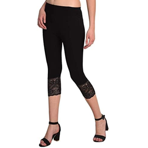 Leggings Cortos de Encaje para Mujer, Diseño Moderno, Calidad Premium, Algodón/Spandex, Color y Talla Personalizables, Cintura Alta, Estilo Formal, Suaves - Product Image 2