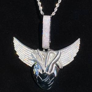 Collier pendentif tête de cerf ailé, pavé de zircone cubique, chaîne en alliage plaqué rhodium, bijoux pour hommes - Product Image 2
