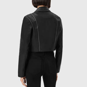 Chaquetas de Cuero Cortas para Mujer, Hechas con Material 100% Cuero Genuino, Chaquetas de Cuero Cortas de Moda para Mujer Más Vendidas - Product Image 2