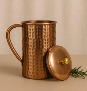 Jarra de Cobre de Estilo Tradicional, Jarra Metálica para Bar, Jarra para Vino y Agua, Jarra Metálica Sostenible para Restaurante, Uso en Fiestas - Product Image 4